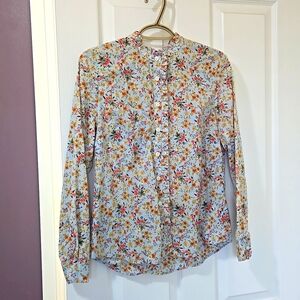J Crew Mercantile Floral Ruffled long sleeve dress shirt size small